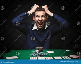 Image of a poker player showing his emotions. 
