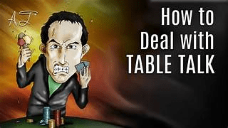 Image of a player trying to deal with poker table talk. 